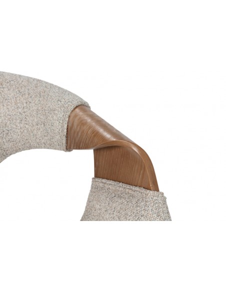 Silla de diseño nórdico ELIF en tela Beige y Roble lavado curvado