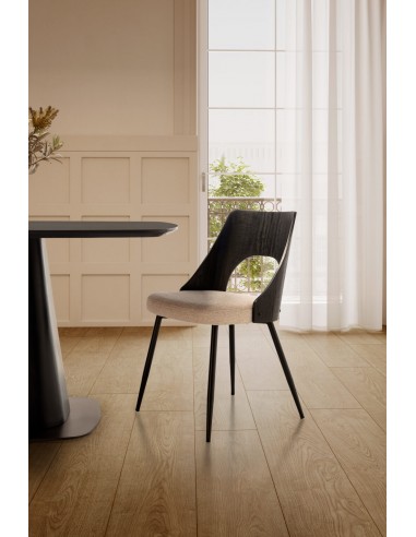Silla de diseño GILDA, Respaldo madera Negro y...