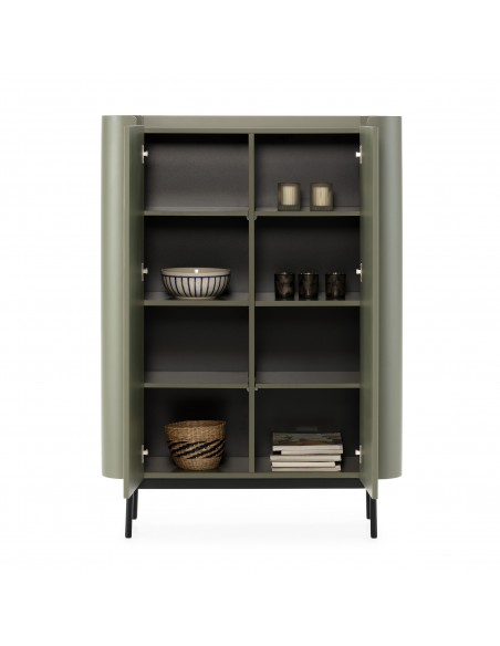 Aparador alto de design WILLA 100 cm em MDF lacado verde