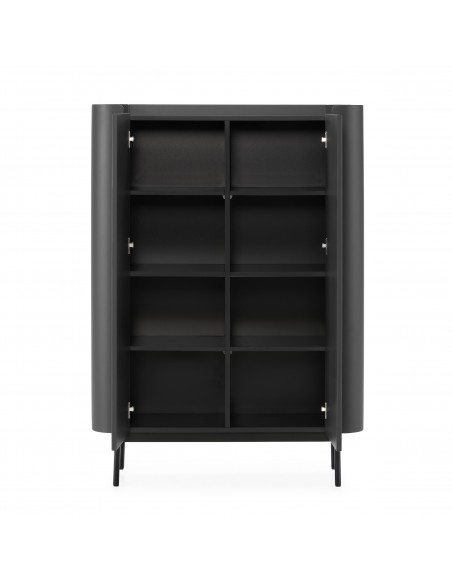 Aparador alto de design WILLA 100 em MDF lacado a preto.