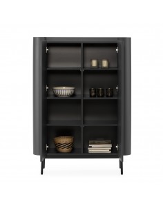 Aparador alto de design WILLA 100 em MDF lacado a preto. 2