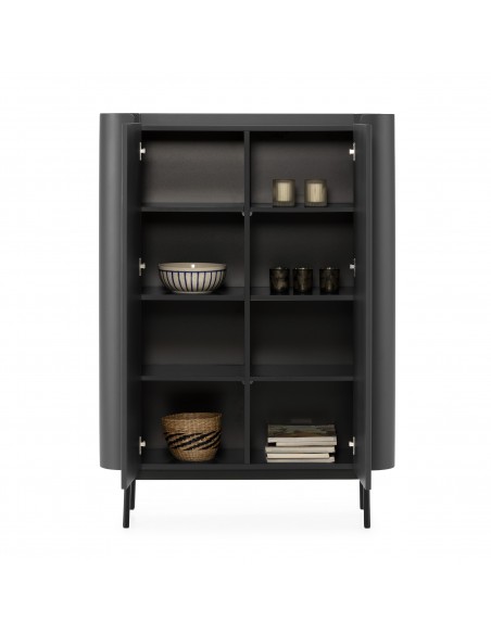 Aparador alto de design WILLA 100 em MDF lacado a preto.