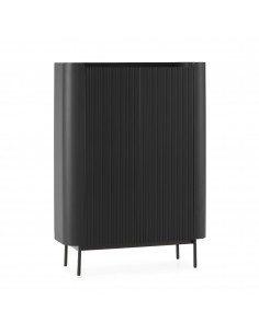 Aparador alto de design WILLA 100 em MDF lacado a preto.