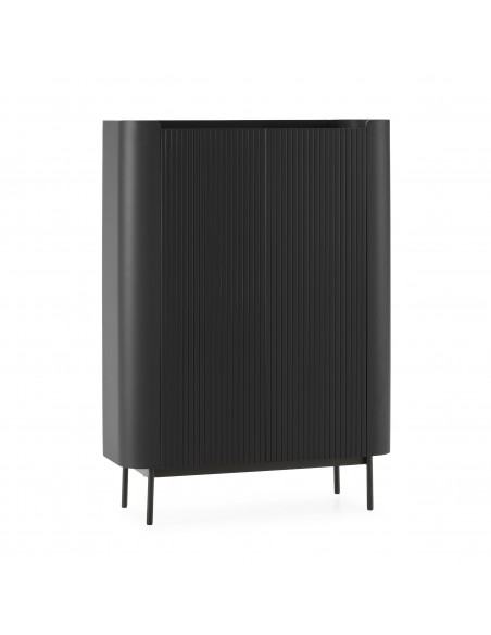 Aparador alto de design WILLA 100 em MDF lacado a preto.
