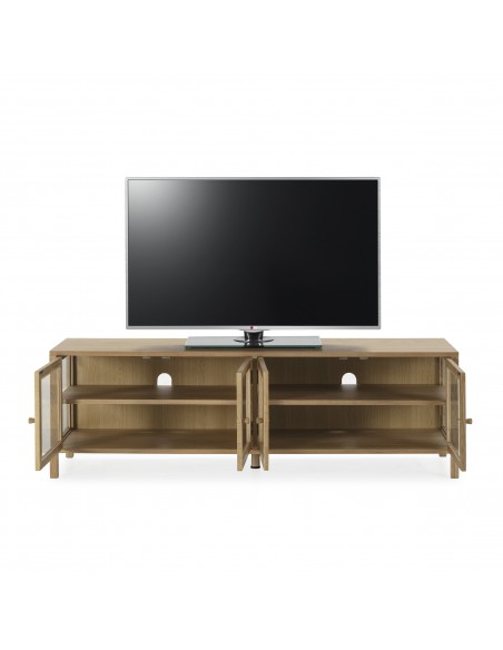 Mueble TV mediterráneo CECI 160, roble con puertas de cristal