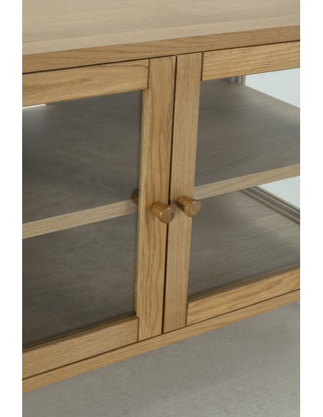 Mueble TV mediterráneo CECI 160, roble con puertas de cristal