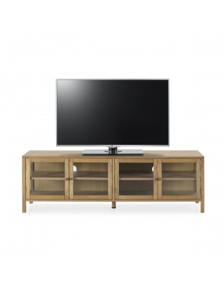 Móvel TV Mediterrâneo CECI 160, Carvalho com Portas Vidro