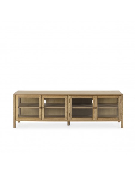 Mueble TV mediterráneo CECI 160, roble con puertas de cristal