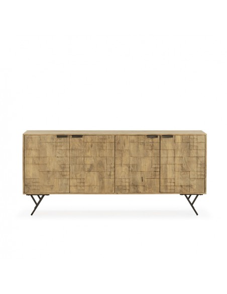 Aparador étnico PRIYA, 175 x 78 cm, madeira de mangueira e metal.
