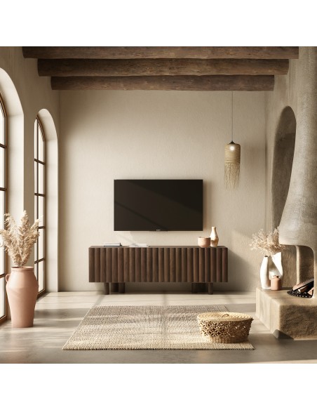 Móvel TV nogueira boho TAMIRA 160 cm em madeira de manga