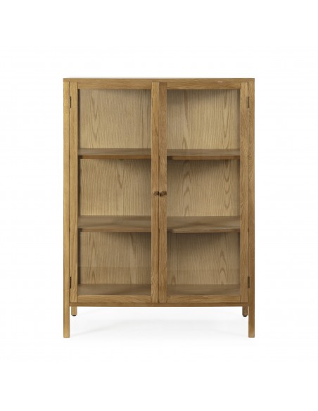 Vitrina diseño mediterráneo CECI 90, roble con puertas de cristal