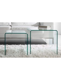 Conjunto de 2 Mesas BURANO 050x045 Vidro Transparente 2
