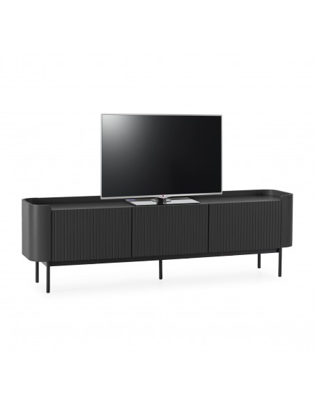 Móvel TV WILLA 180 com design minimalista, lacado a preto.