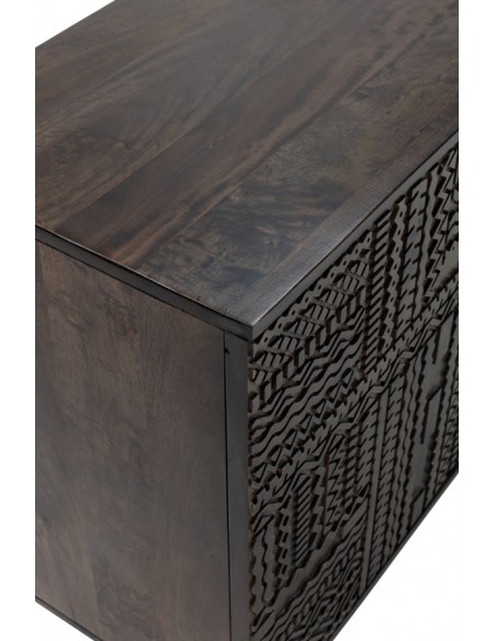 Aparador KALAI com design étnico, 160 cm, madeira de mangueira verde-oliva.