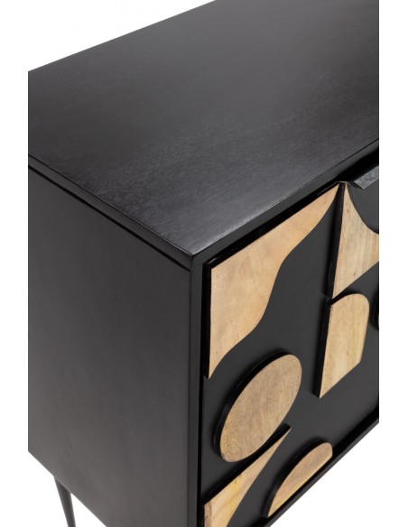 Aparador geométrico NAVYA 175 cm, Madera de Mango Negro