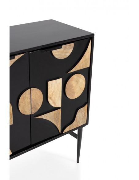 Aparador geométrico NAVYA 175 cm, Madera de Mango Negro
