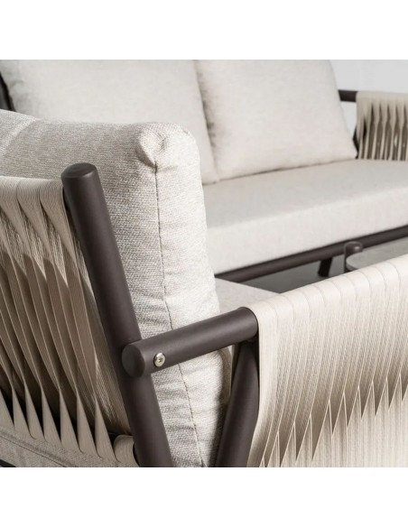 Conjunto de Jardín CALA Acero y Ratán con Sofá, Sillones y Mesa