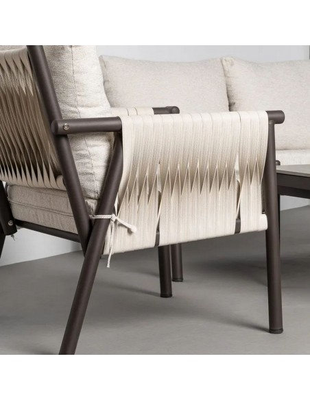 Conjunto de Jardim CALA Aço e Ratã com Sofá, Poltronas e Mesa