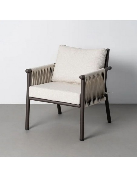 Conjunto de Jardim CALA Aço e Ratã com Sofá, Poltronas e Mesa