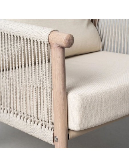 Conjunto de Jardín SALINA de Acero y Ratán con Sofá, Sillones y Mesa de Centro