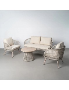 Conjunto de Jardim DUNA em Aço e Rattan com Sofá e Mesa