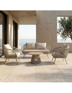 Conjunto de Jardim DUNA em Aço e Rattan com Sofá e Mesa 2