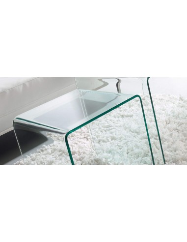 Conjunto de 2 Mesas BURANO 050x045 Vidro Transparente