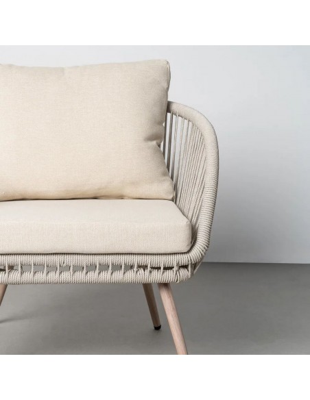 Conjunto de Jardim DUNA em Aço e Rattan com Sofá e Mesa