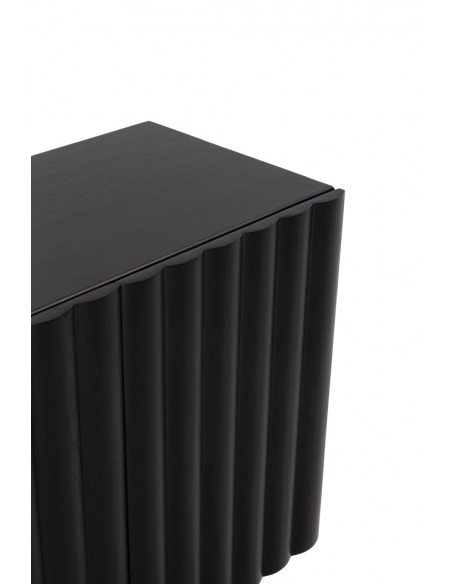 Aparador TAMIRA 160 cm de design preto, 4 portas em madeira de mangueira.