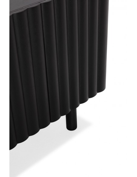 Aparador TAMIRA 160 cm de design preto, 4 portas em madeira de mangueira.
