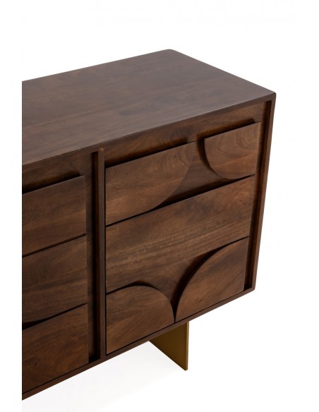 Aparador TRISHA 145 design geométrico, 3 portas, madeira de mangueira.