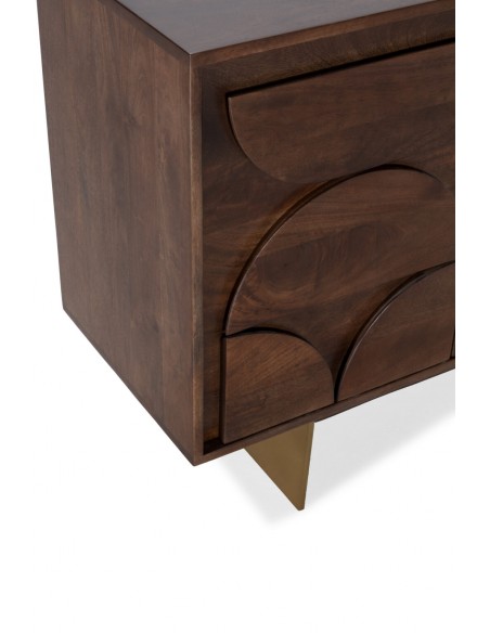 Aparador de diseño geométrico TRISHA 165, 4 Puertas, Madera de Mango