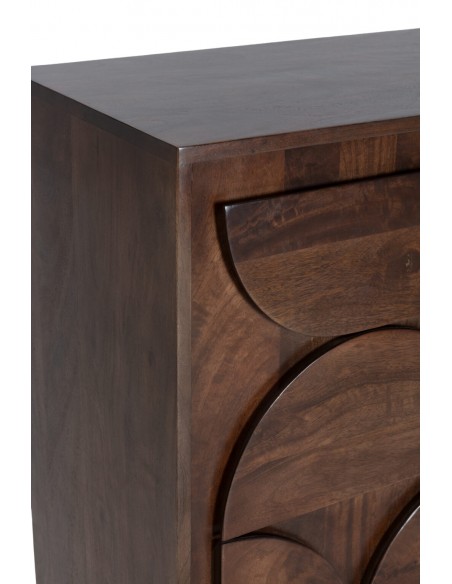 Aparador de diseño geométrico TRISHA 165, 4 Puertas, Madera de Mango