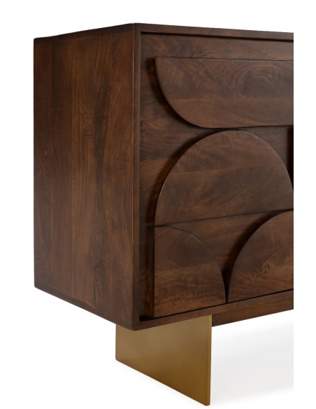 Aparador de diseño geométrico TRISHA 165, 4 Puertas, Madera de Mango