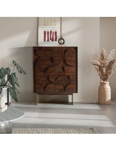 Aparador artesano cubo alto TRISHA 90, madera...