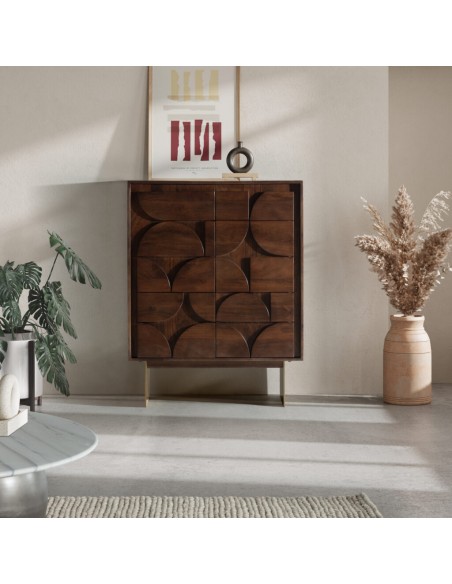 Aparador artesano cubo alto TRISHA 90, madera de mango