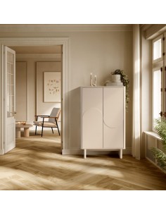 Aparador alto SOLEI 80x130 em MDF lacado creme 2