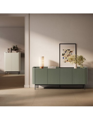 Aparador alto de design WILLA 100 cm creme em MDF