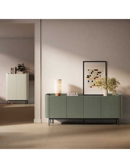 Aparador alto de design WILLA 100 cm creme em MDF