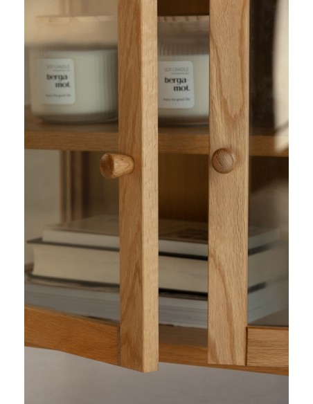 Mueble TV mediterráneo CECI 160, roble con puertas de cristal