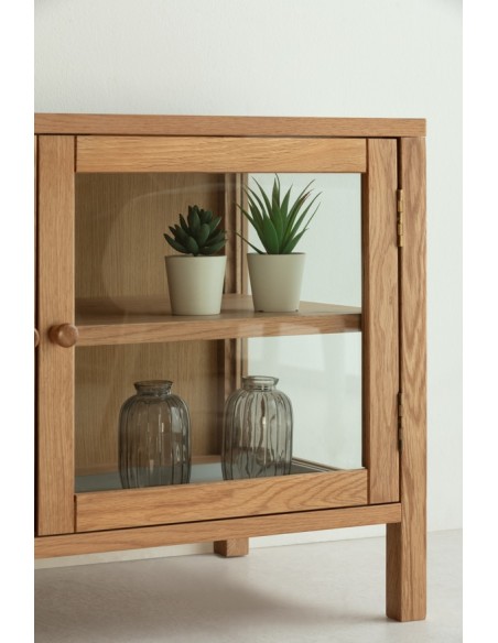 Mueble TV mediterráneo CECI 160, roble con puertas de cristal