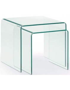 Conjunto de 2 Mesas BURANO 050x045 Vidro Transparente