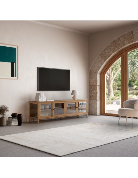 Mueble TV mediterráneo CECI 160, roble con puertas de cristal