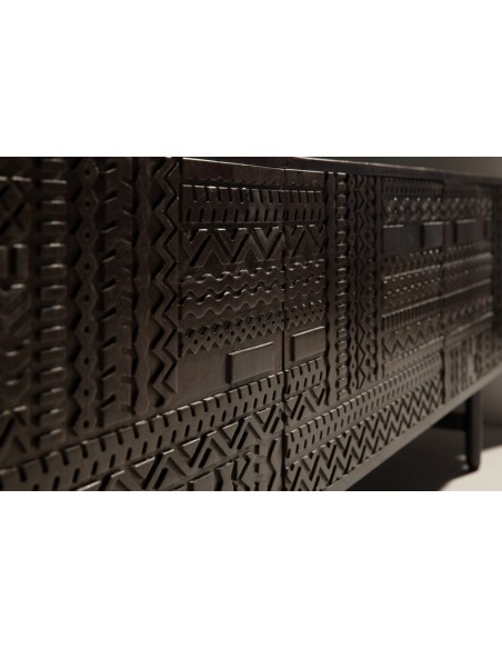 Mueble TV étnico KALAI 145 cm, verde oliva en madera de mango