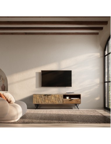 Móvel TV étnico PRIYA 175 madeira de manga com...