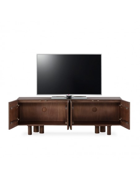 Móvel TV nogueira boho TAMIRA 160 cm em madeira de manga