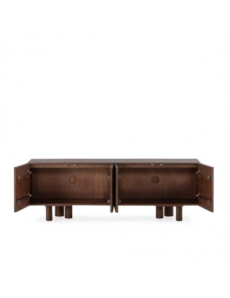 Móvel TV nogueira boho TAMIRA 160 cm em madeira de manga