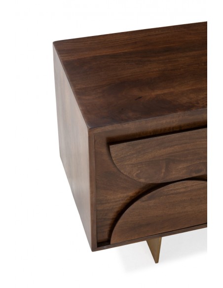 Móvel TV de design TRISHA 145 em madeira de manga e metal