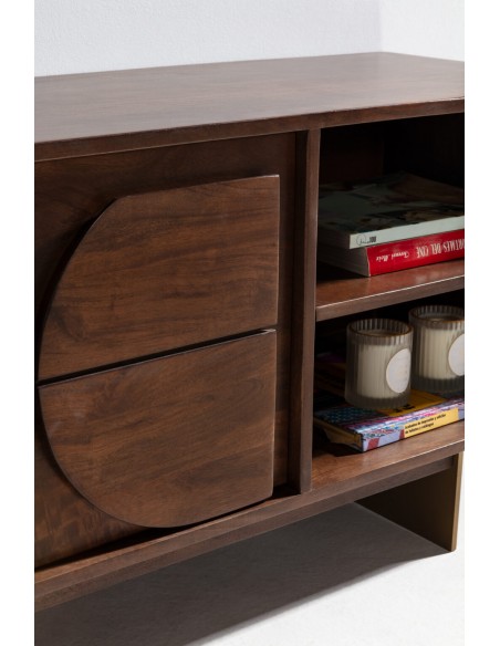 Móvel TV de design TRISHA 145 em madeira de manga e metal