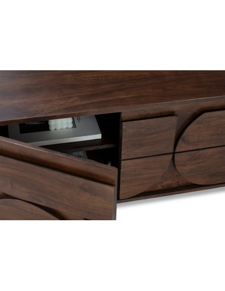 Móvel TV de design TRISHA 145 em madeira de manga e metal